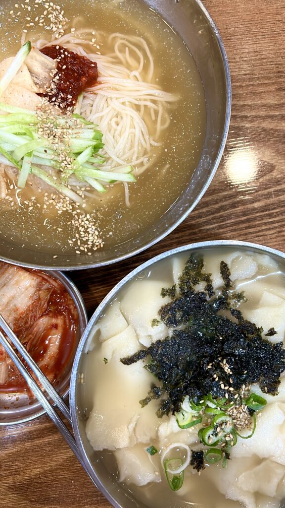 Two bowls of noodle soups