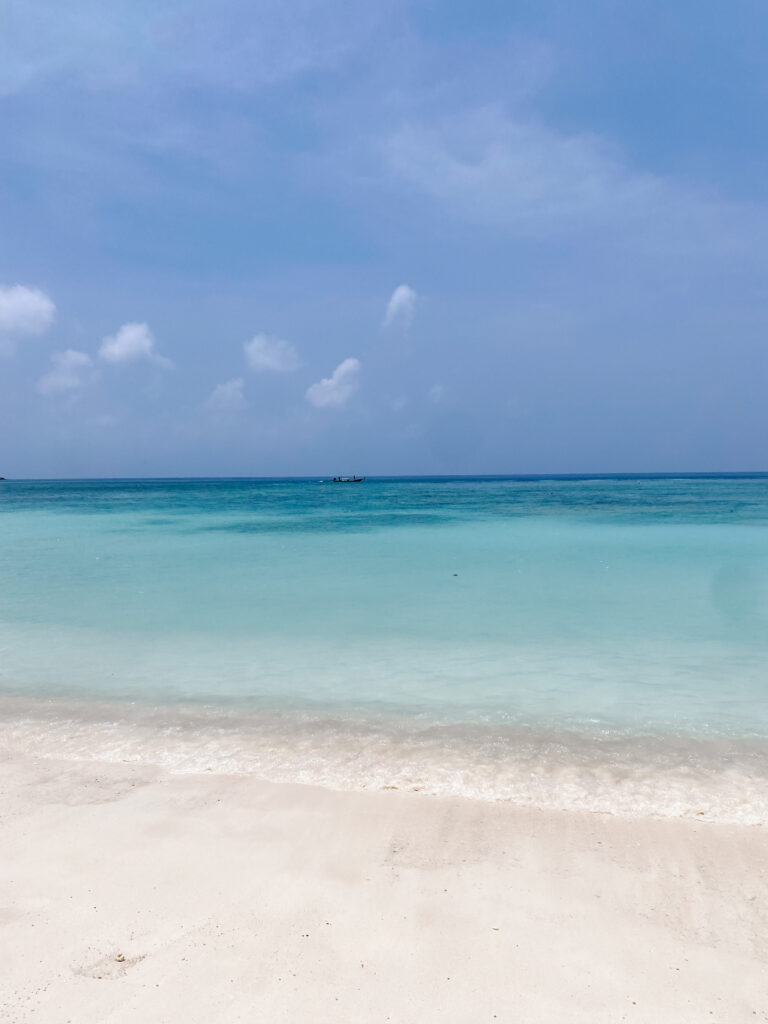 A white sand beach