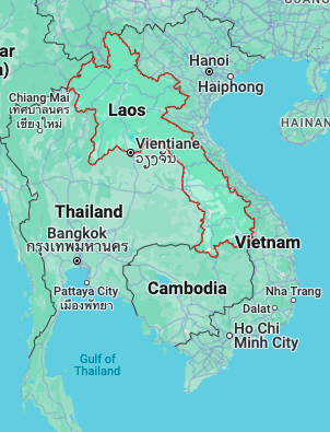 Map of Laos and surrounding countries